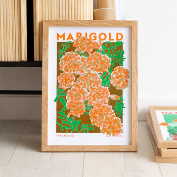 Marigold Flowers Illustration Riso Print, 3 of 8