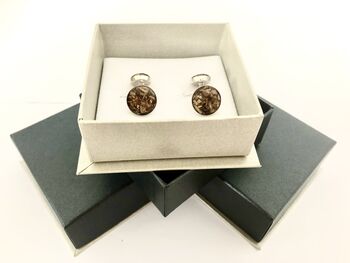 Silver Cufflinks Inset With Wood, 5 of 5