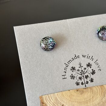 Rainbow Abstract Fused Glass Sterling Silver Stud Earrings, 3 of 10