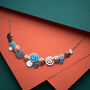 Ocean Blue And Gold Spiral Enamel Statement Necklace, thumbnail 3 of 4