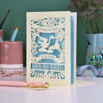 Personalised Welsh Baby Papercut Card, 3 of 8