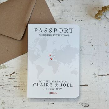 World Map Passport Wedding Invitation, 6 of 12