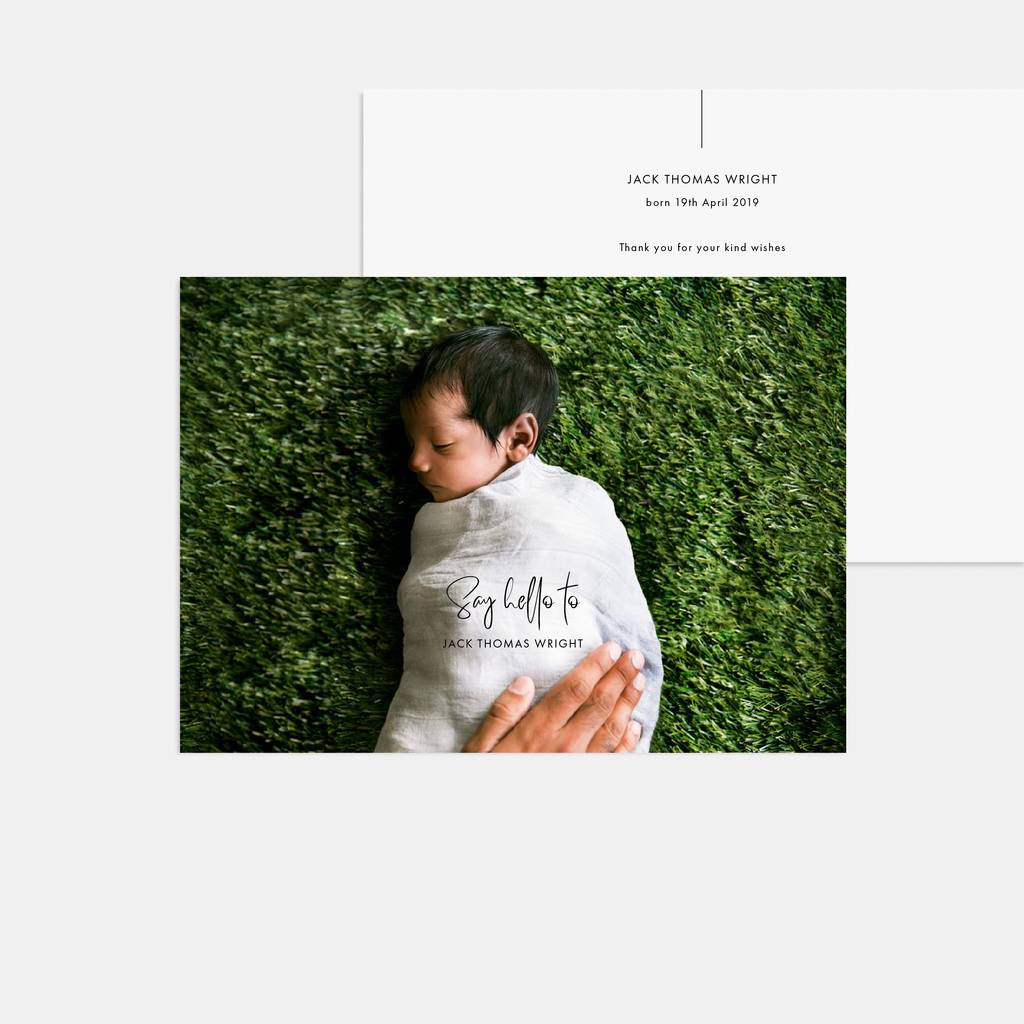 20 little bundle photo birth announcement cards by lola's paperie