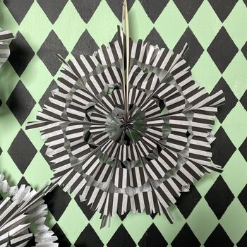 Black And White Stripy Paper Fan Decoration Kit, 5 of 6