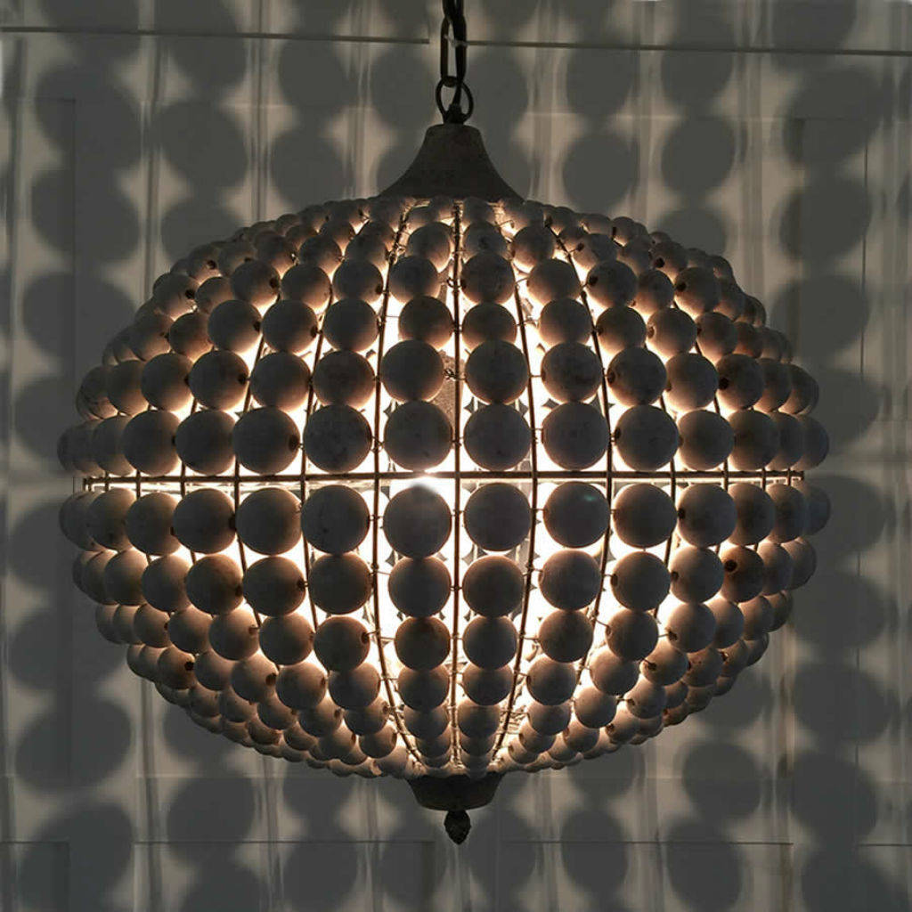 Large Beaded Wood Ball Globe Chandelier By Cowshed Interiors