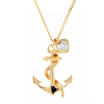 Anchor And Heart Diamond Necklace – Silver/Gold Vermeil, 3 of 7