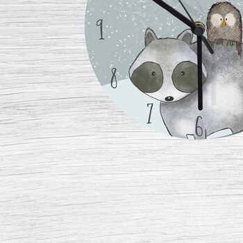 Racoon And Owl Personalised Clock, 3 of 3