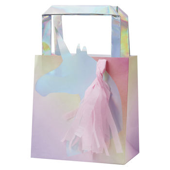 Iridescent Unicorn Tassel Mane Party Bag Five Pack, 2 of 3