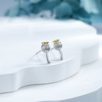 Extra Tiny Seed Pod Stud Earrings In Sterling Silver, 6 of 12