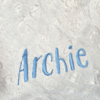 Personalised Grey Embossed Letters Blanket For Baby, 2 of 9
