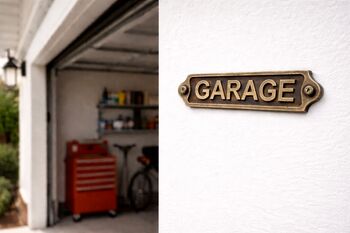 Custom Solid Brass Garage Plaque With Antique Finish, 2 of 6