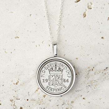 Sixpence 1944 80th Birthday Coin Necklace, 3 of 12