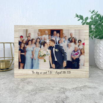 Personalised Freestanding One Photo Giant Wooden Block 15cm X 21cm Landscape, 2 of 5