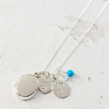 Silver Locket Necklace With Birthstones, 10 of 10