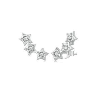 Sterling Silver Sparkling Stars Stud Earrings, 2 of 6