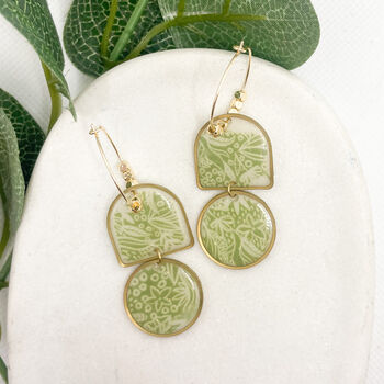 Green Botanical Statement Hoop Earrings For Her, 7 of 12
