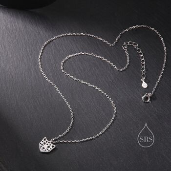 Tiny Leopard Face Pendant Necklace In Sterling Silver, 5 of 11