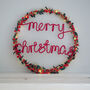 Merry Christmas Holly And Berry Fairy Light Wreath, thumbnail 4 of 6