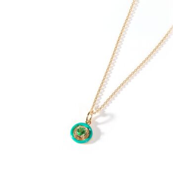 Gold Plated Cz Enamel Pendant Necklace And Earrings, 2 of 6