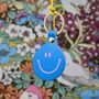 Cornflower Blue 'Feeling Lush' Smilie Leather Keyring, thumbnail 1 of 3