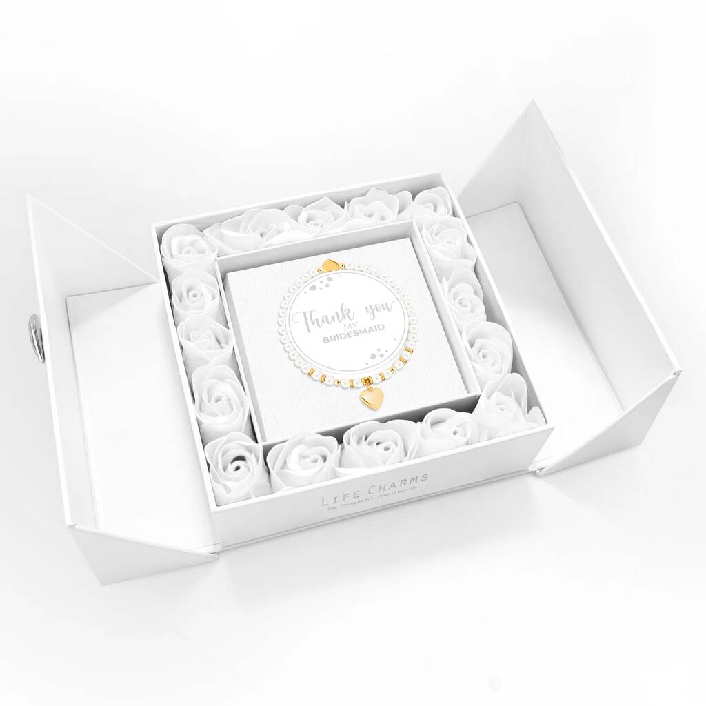 My Bridesmaid Freshwater Pearls Charm Bracelet In Flower Box, 1 of 3