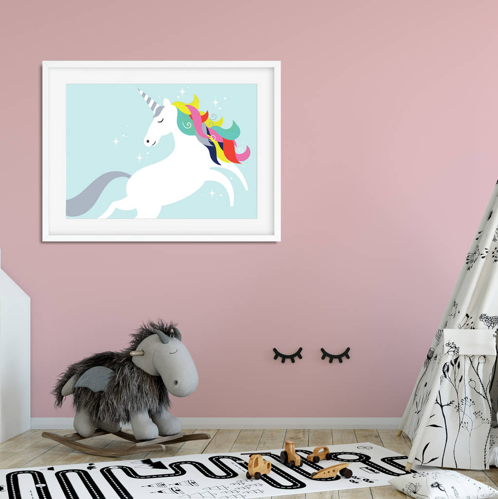 unicorn print with rainbow tail by rocks design notonthehighstreetcom