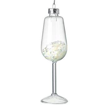 Champagne Glass White Glitter Hanger, 2 of 3