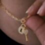 Detachable Cz Lock And Key Charm 18k Gold Pvd Plated Paperclip Dainty Necklace I, thumbnail 1 of 10