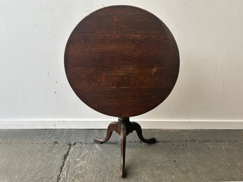 Antique Oak Tilt Top Tripod Side Table, 9 of 9