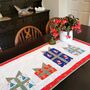 Christmas Table Runner With Gift Design In Reds, Greens, thumbnail 2 of 9