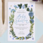 Personalised A6 Blue Floral Baby Shower Invitation, thumbnail 2 of 3