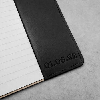 Handmade Personalised A5 Full Grain Oiled Leather Refillable Journal Cover, 4 of 10