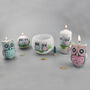 Owl Figure, Owls Couple Ball, Pillar, Tea Light Candles, thumbnail 2 of 10