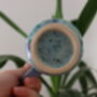 Hand Built Blue And Green Flower Pressed Mug, thumbnail 4 of 5