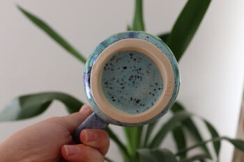 Hand Built Blue And Green Flower Pressed Mug, 4 of 5