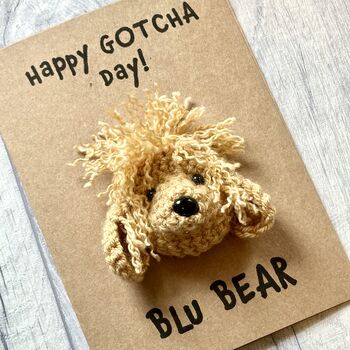 Personalised Dog Name Gotcha Day Crochet Birthday Card Handmade, 8 of 12