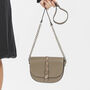 Snakeskin Brown Leather Saddle Bag With Chain, thumbnail 1 of 10