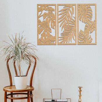 Wooden Framed Leaves Tropical Wall Art Decor, 4 of 9