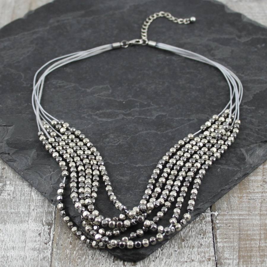 grey thread bead necklace by my posh shop | notonthehighstreet.com