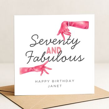 70th Birthday Card For Her, Seventy And Fabulous Funny Custom Card, 2 of 8