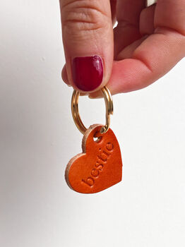 Bestie Leather Heart Keyring, 4 of 8