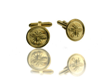 Personalised Silver Or Gold Honey Bee Coin Cufflinks, 3 of 6