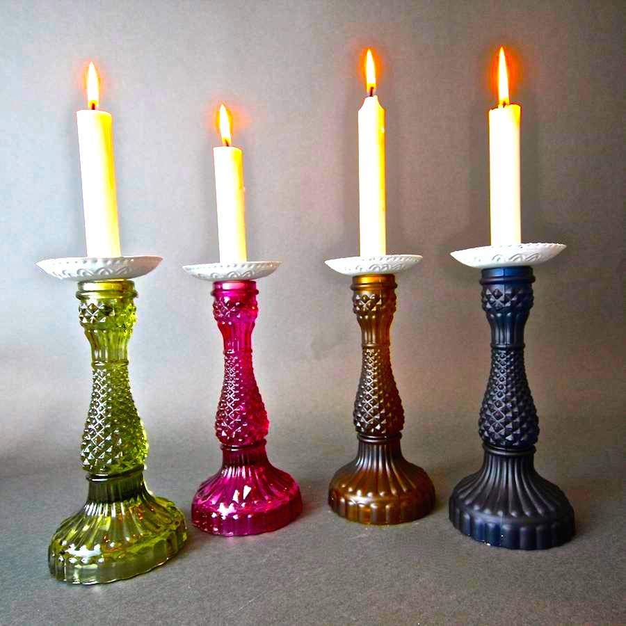 pressed glass candlestick by london garden trading