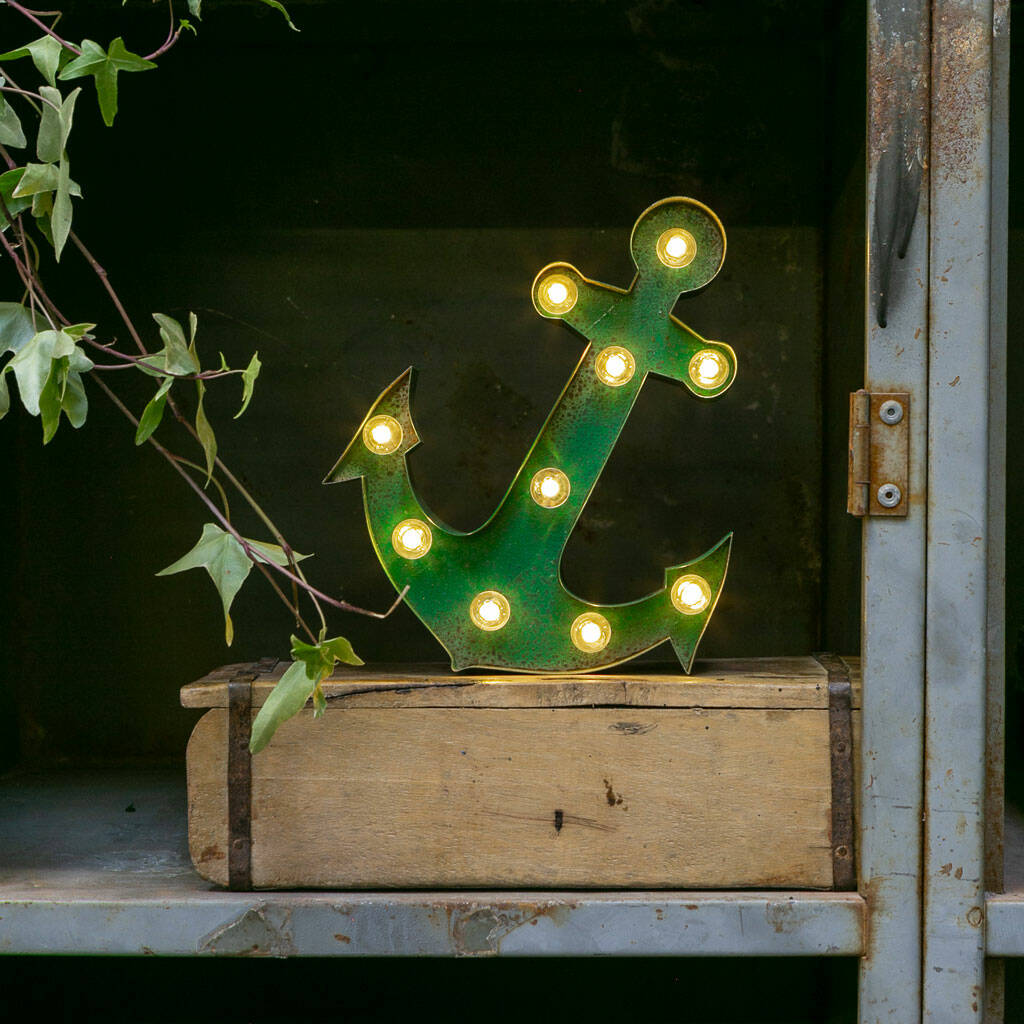 Small Green Rusty Anchor LED Light, 1 of 5