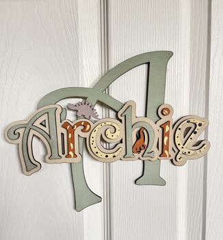 Personalised Name Sign For Kids Wall Initial Door Sign, 10 of 12