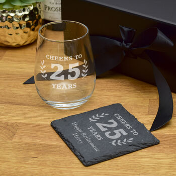 Gift Boxed Retirement Cheers Glass And Coaster Set, 2 of 4