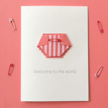 New Baby Boy Or Girl Stripe Nappy Card, 2 of 12