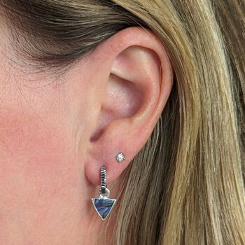 'Triangle' Labradorite Sterling Silver Hoop Earrings, 2 of 6