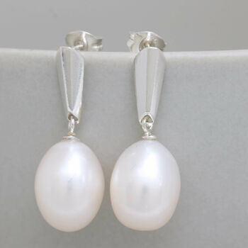 Silver Pearl Dropper Earrings, 3 of 11