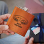 Personalised Leather Hip Flask With Goggle Design For Skiers And Snowboarders, thumbnail 1 of 8